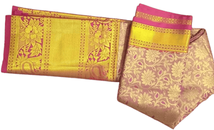 Red  And Gold Traditional Saree With Blouse Piece