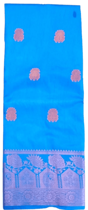 Blue Saree With Silver Zari Work