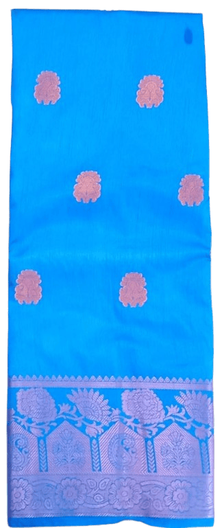 Blue Saree With Silver Zari Work