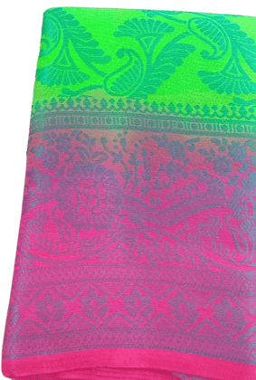 Parrot Green light weight  Saree