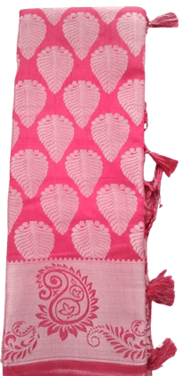 Pink Banarasi Saree With Silver Zari Work