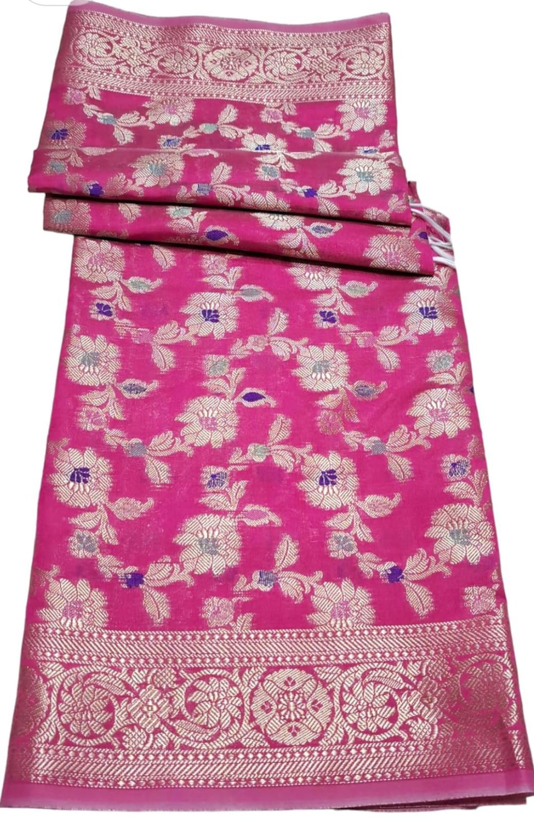 Pink Banarasi Silk Saree With Blouse Piece