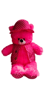 Plush Pink Teddy Bear Stuffed Animal with Polka Dot Hat and Vest Plush Pink Teddy Bear Stuffed Animal with Polka Dot Hat and Vest