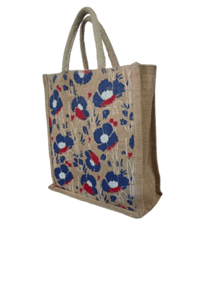 Floral Printed Jute Bag