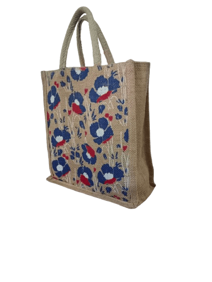 Floral Printed Jute Bag