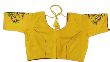 OM SAI SANTHI MAGGAM WORKS & TAILORINGS - Yellow Cotton Silk Embroidery Work Blouse OM SAI SANTHI MAGGAM WORKS & TAILORINGS - Yellow Cotton Silk Embroidery Work Blouse