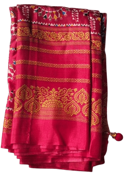 Red colour Sari with Blouse Piece