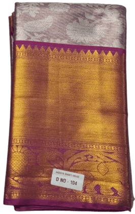 Purple and gold zari work Kanjivaram silk saree