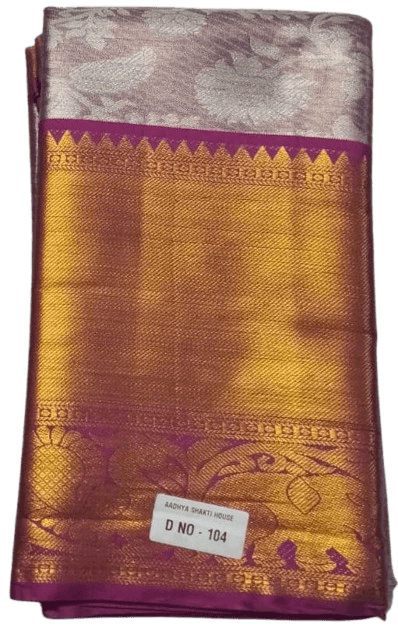 Purple and gold zari work Kanjivaram silk saree