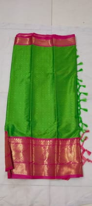 Green and Pink Kanjivaram Silk Saree With Blouse Green and Pink Kanjivaram Silk Saree With Blouse