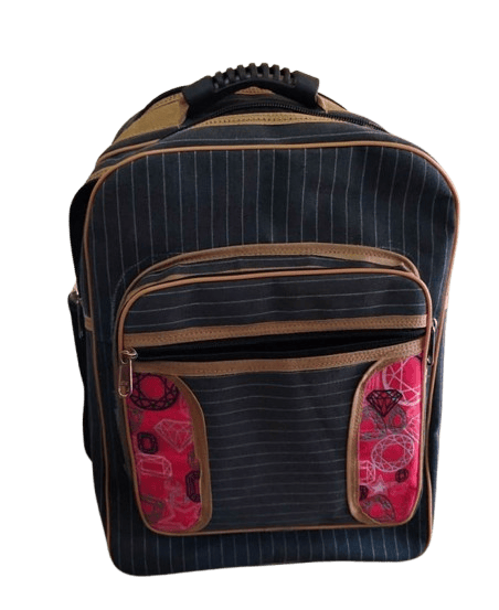Unisex Casual Canvas Stripe Print Travel School Laptop Rucksack Backpack