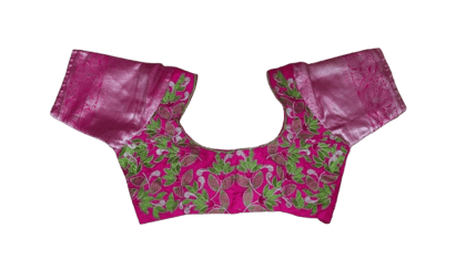 Pink Brocade Blouse With Floral Embroidery Pink Brocade Blouse With Floral Embroidery