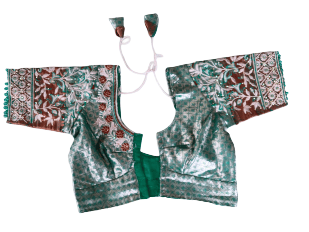 Green Brocade Embroidered Saree Blouse