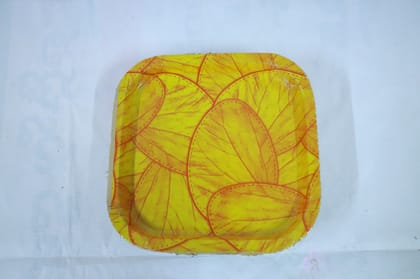 SRI LAKSHMI GANAPATHI Yellow Square Paper Plates Pack of 20