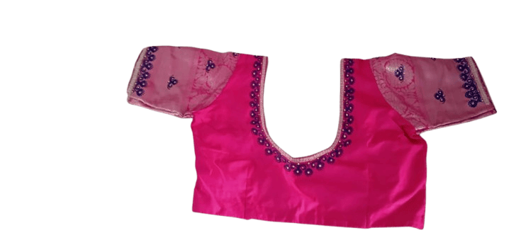 Pink Brocade Blouse With Zari Embroidery