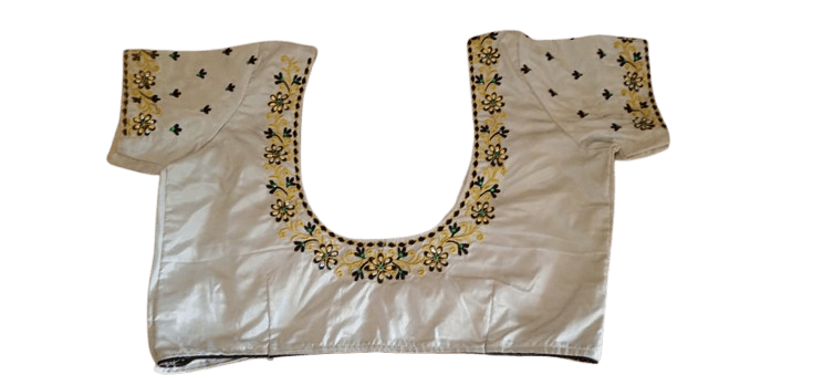 White cotton blouse with floral embroidery