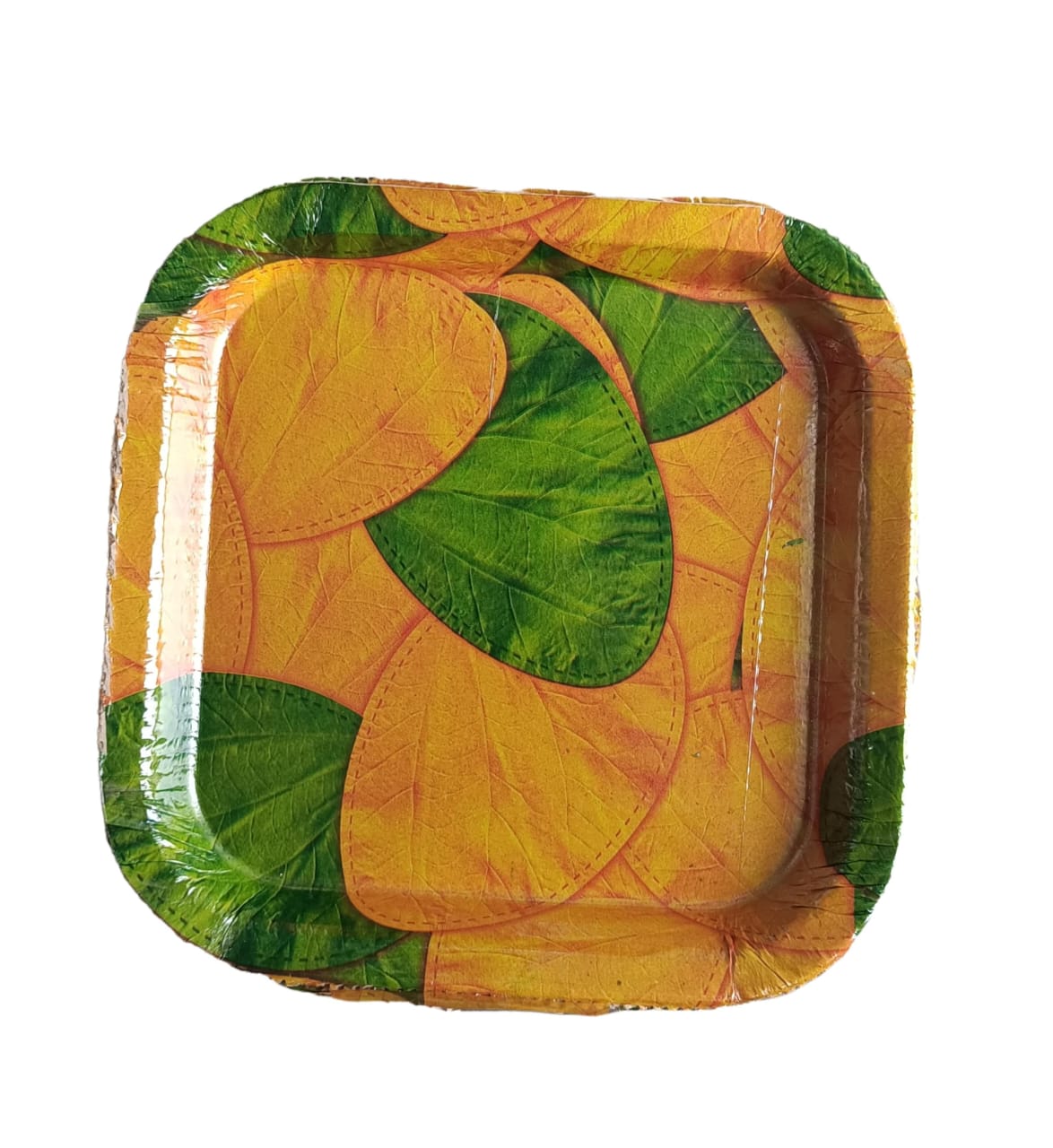 kANAKA DURGA PLATES Square Disposable Paper Plates with Leaf Print
