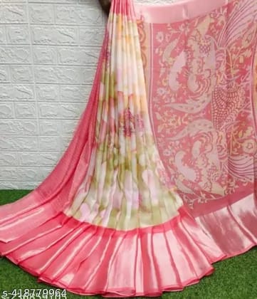 Red & White Floral Jacquard Jaree Border Saree With Blouse