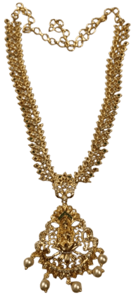 Gold-plated traditional South Indian temple necklace haram with pendant
