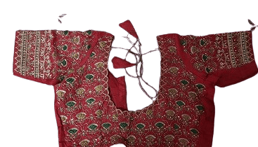 Red and gold embroidered silk blouse Red and gold embroidered silk blouse