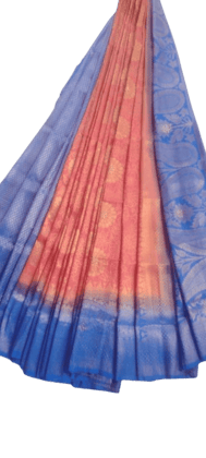 Pink And Blue Floral Embroidered Saree Pink And Blue Floral Embroidered Saree