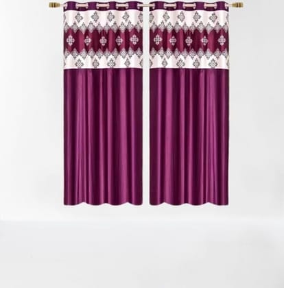 Luxury Embroidered Faux Silk Grommet Blackout Curtains for Living Room/Bedroom (Pack of 2)
