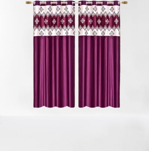 Luxury Embroidered Faux Silk Grommet Blackout Curtains for Living Room/Bedroom (Pack of 2)