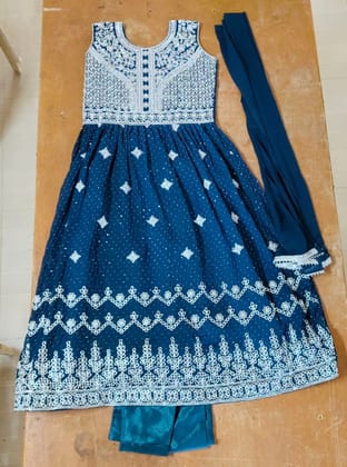Bhaya Sri Sarees - Blue Embroidered Anarkali Suit with Dupatta Bhaya Sri Sarees - Blue Embroidered Anarkali Suit with Dupatta