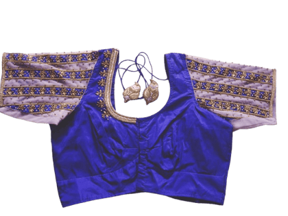 Women's Blue Embroidered Blouse with Elbow Sleeves Women's Blue Embroidered Blouse with Elbow Sleeves