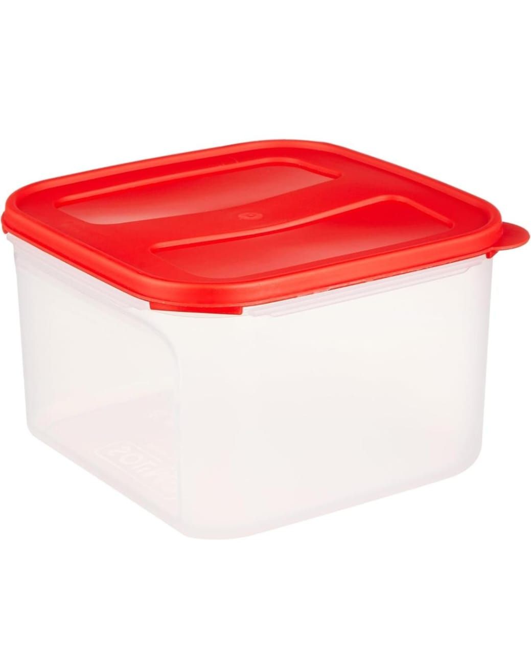 Square Plastic Food Storage Container with Red Lid