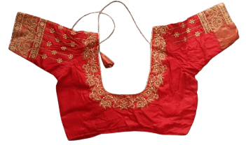 Red Embroidered Saree Blouse With Zari Work