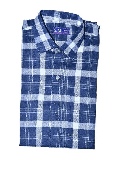Blue and White Checkered Casual Shirt