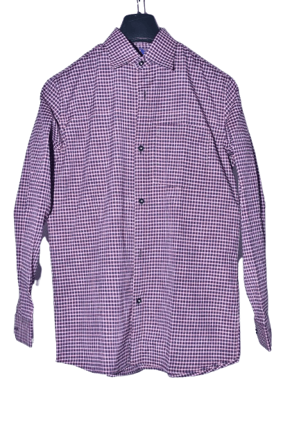 Men's Purple and White Gingham Button Down Shirt
