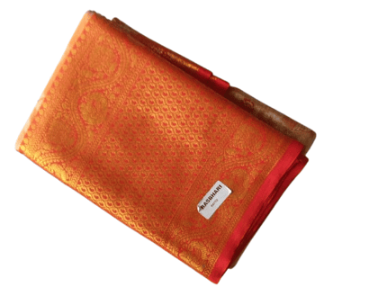 Red and gold zari woven Kanchipuram silk saree Red and gold zari woven Kanchipuram silk saree