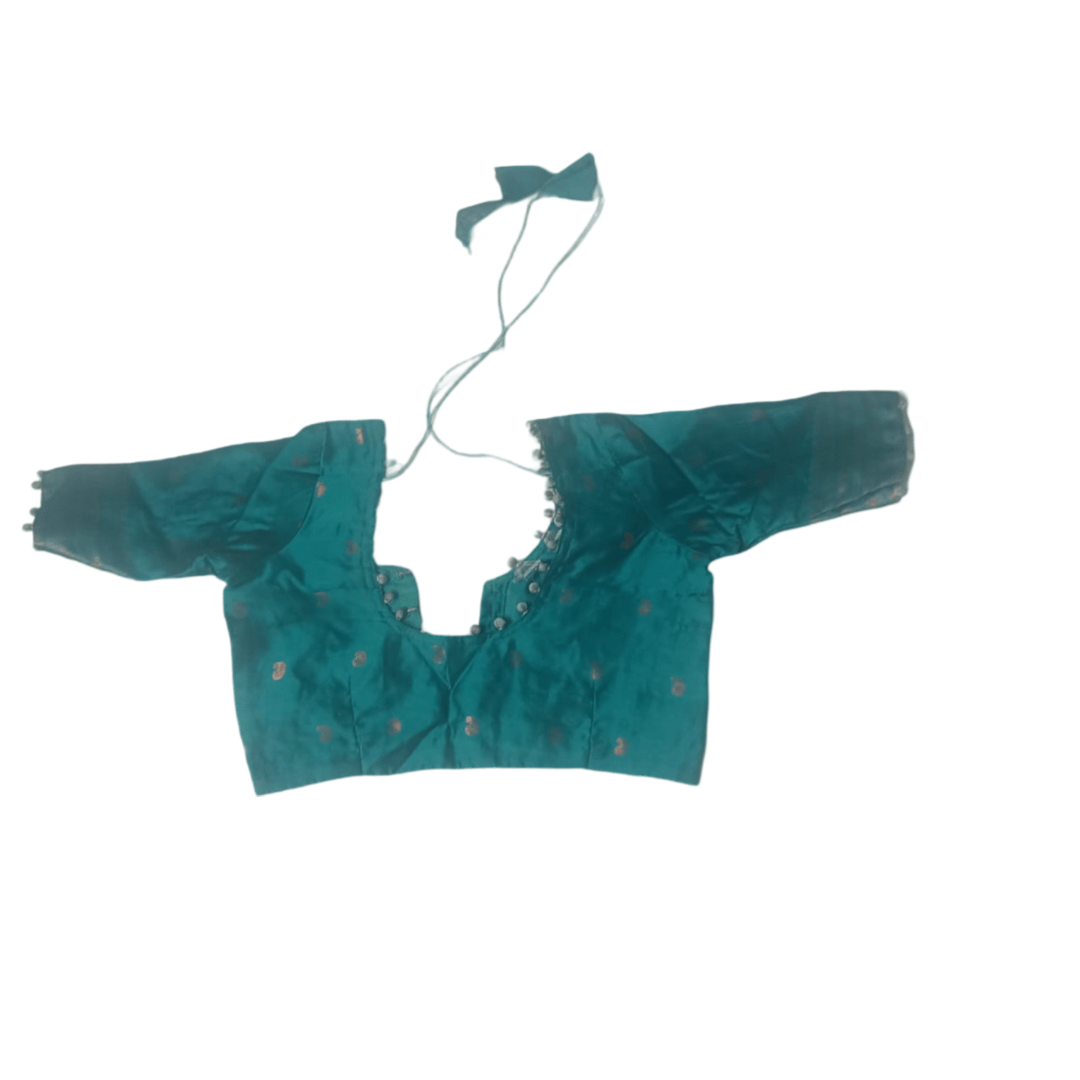 Green Brocade Silk Blouse