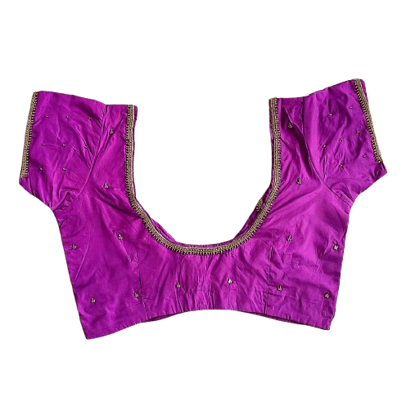 Women's Purple Cotton Silk Saree Blouse With Zari Embroidery Women's Purple Cotton Silk Saree Blouse With Zari Embroidery