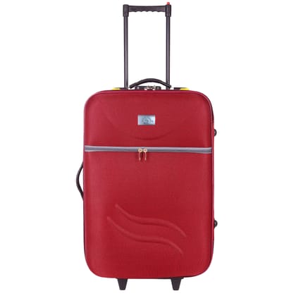 **Red carry-on suitcase with 2 wheels and a retractable handle**