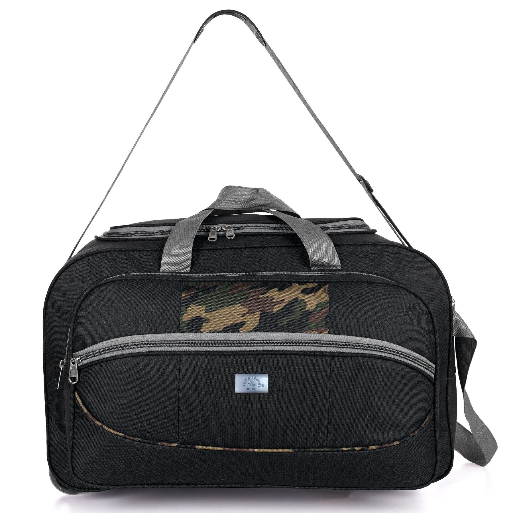  Black and Green Camouflage Wheeled Carry-On Luggage Bag