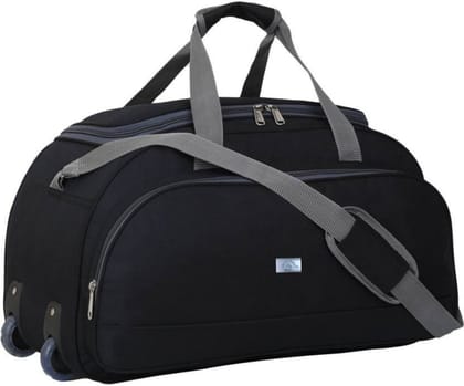 Black Wheeled Duffel Bag with Grey Accents