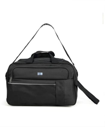  Black Polyester Travel Duffel Bag with Adjustable Shoulder Strap and Front Zippered Pocket