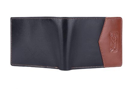 Black Leather Bifold Wallet with Brown Accent Black Leather Bifold Wallet with Brown Accent