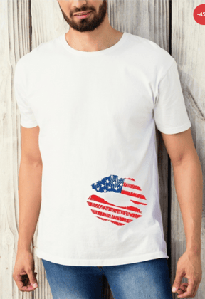 Unisex T-Shirt with American Flag Lips Graphic Unisex T-Shirt with American Flag Lips Graphic