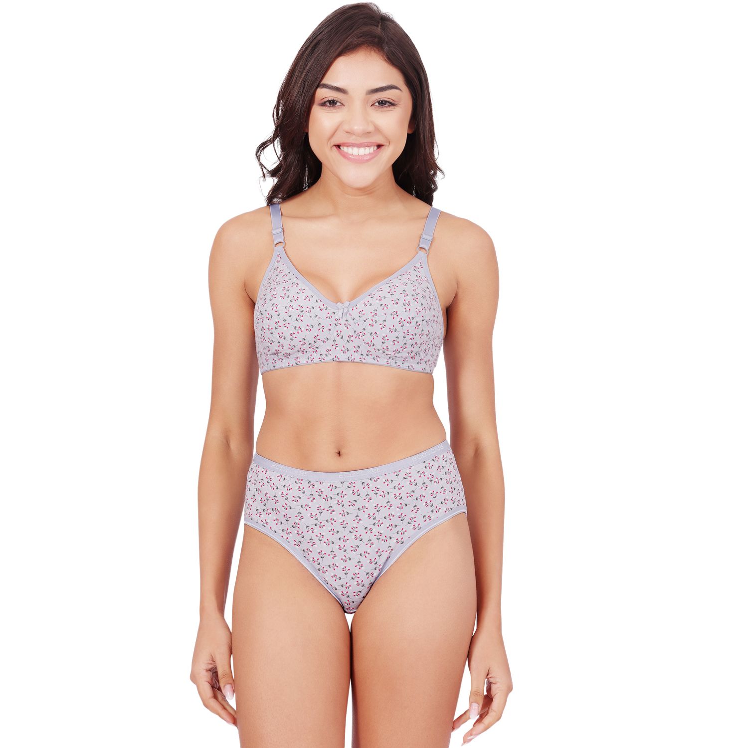 Bodycare Women's Assorted Prints Combed Cotton Bra & Panty Set 6450A
