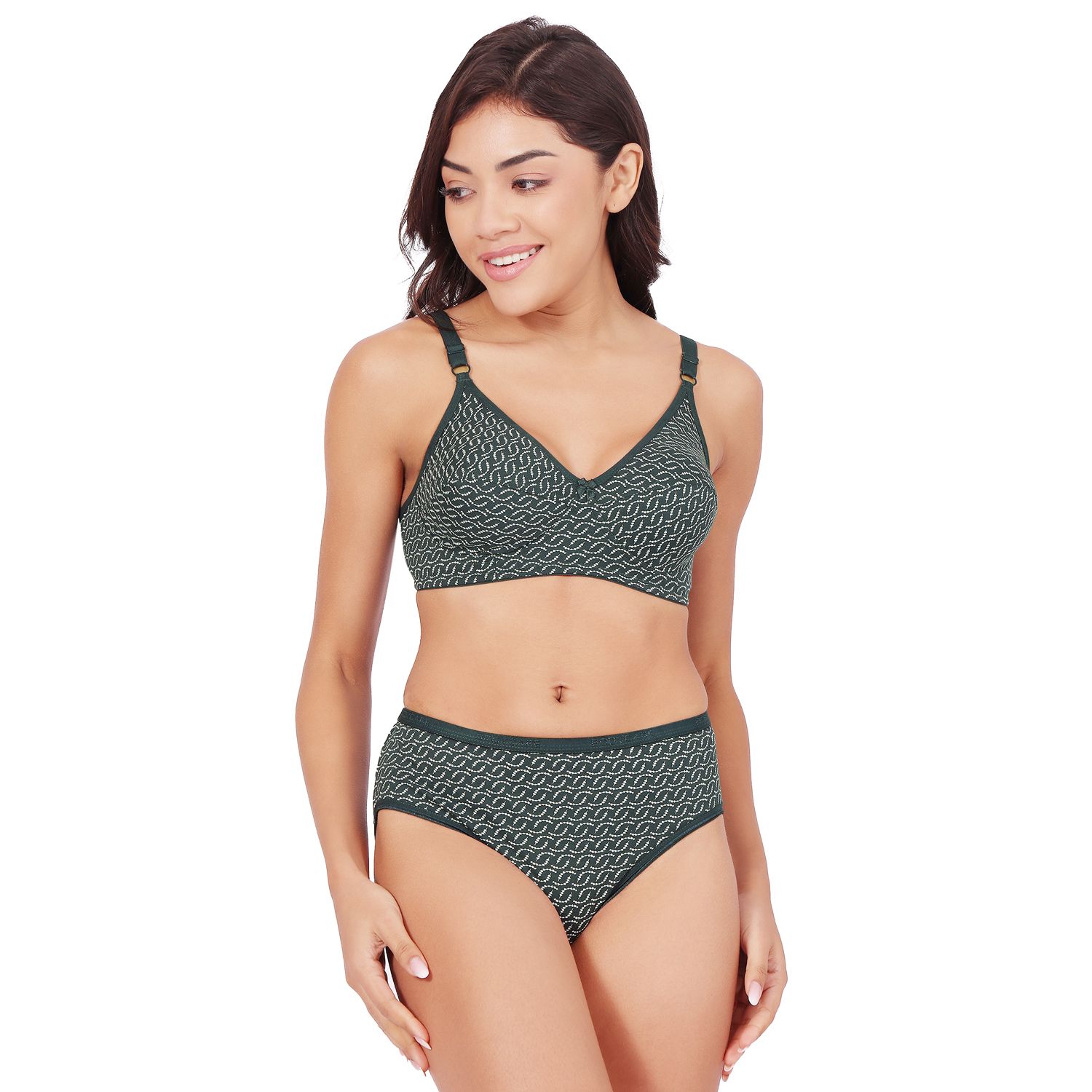 Bodycare Women's Assorted Prints Combed Cotton Bra & Panty Set 6450D