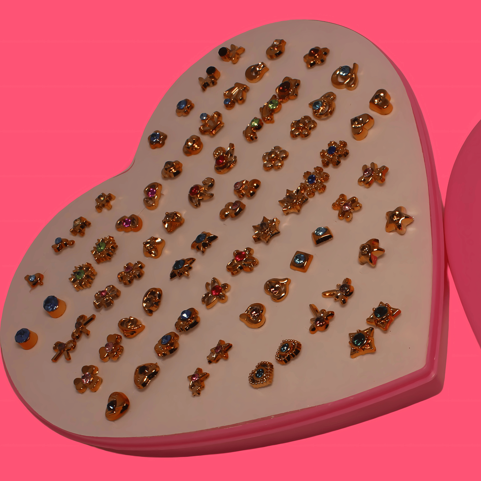 Gold Plated Stud Earrings Set for Women and Girls - 144 Pairs