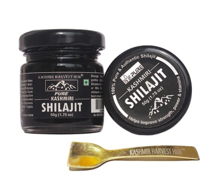Kashmir Harvest Hub Pure Kashmiri Shilajit - 50g | Resin Form | Upto 72% Fulvic Acid | Lab Tested | Body Building | Endurance (Pack of 1)