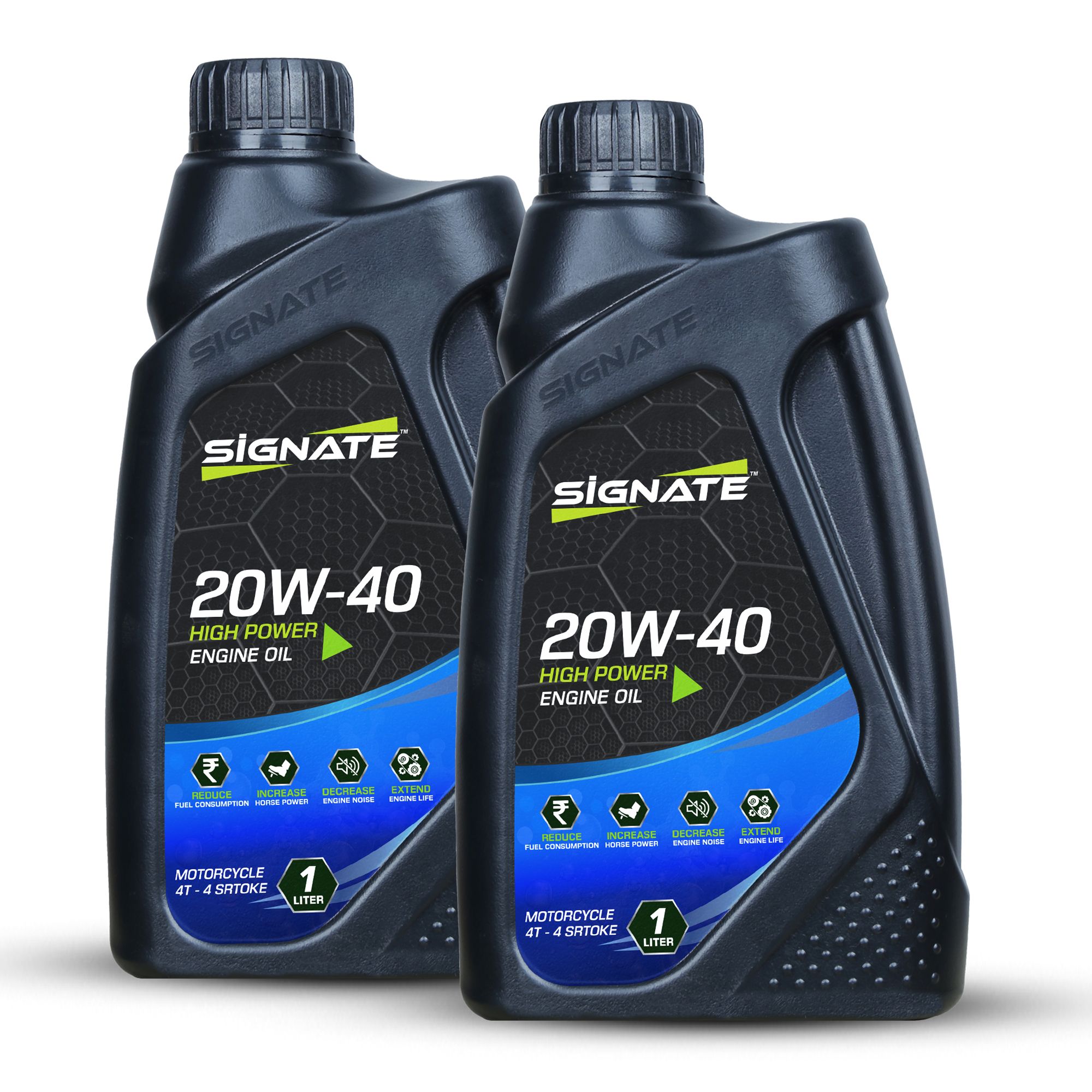 Signate 20W-40 High Power Engine Oil for Motorcycles - 1 Liter (Pack of 2)