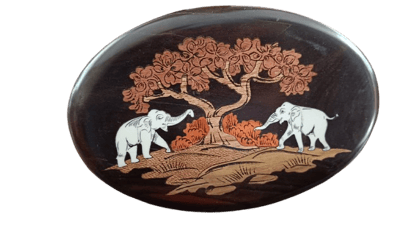 One-of-a-Kind Handcrafted Wooden Elephant Brooch with Intricate Tree Detailing One-of-a-Kind Handcrafted Wooden Elephant Brooch with Intricate Tree Detailing