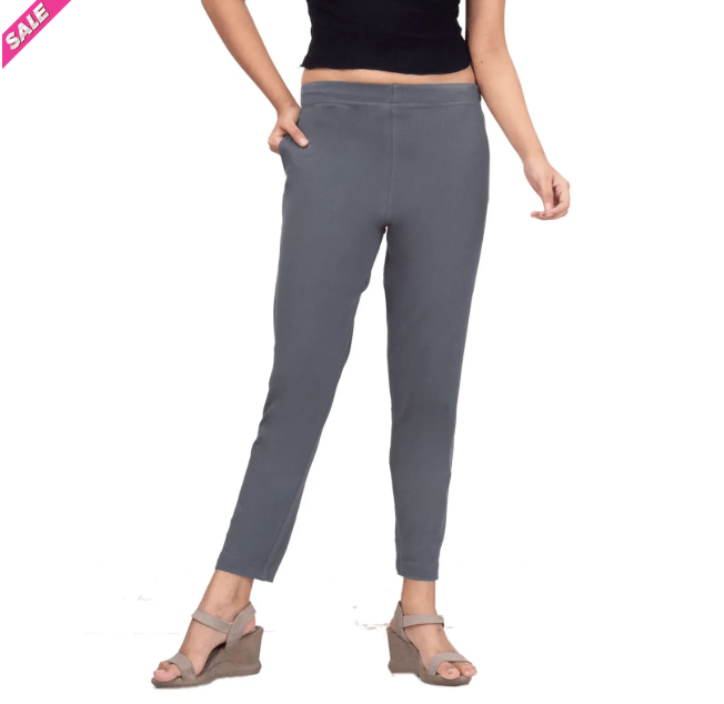  Women's Solid Charcoal Gray Ankle Length Leggings
