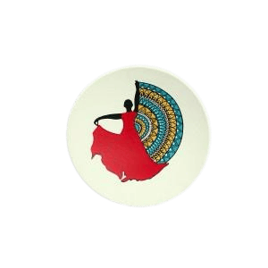 "Flamenco Dancer Wall Art - Hand Painted Wooden Plate - 12\" Diameter - Multicolor"